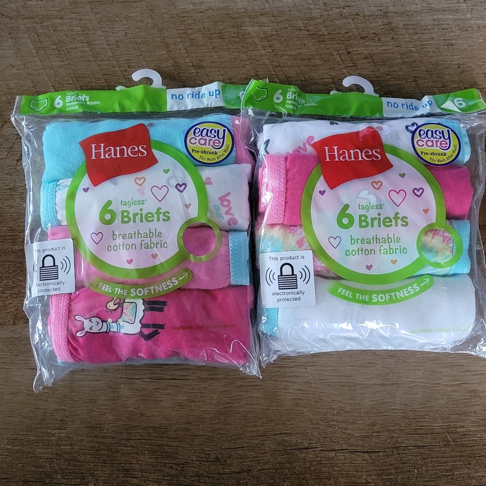 NWT Hanes Briefs Girls (2) 6 packs